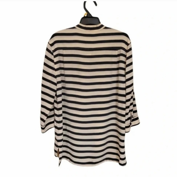 Fossil Silk neck tie striped cream and black blouse - Picture 3 of 8